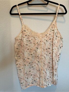 Idyllwind Floral Lace Trim Spaghetti Strap Tank Top - Peach Daisy